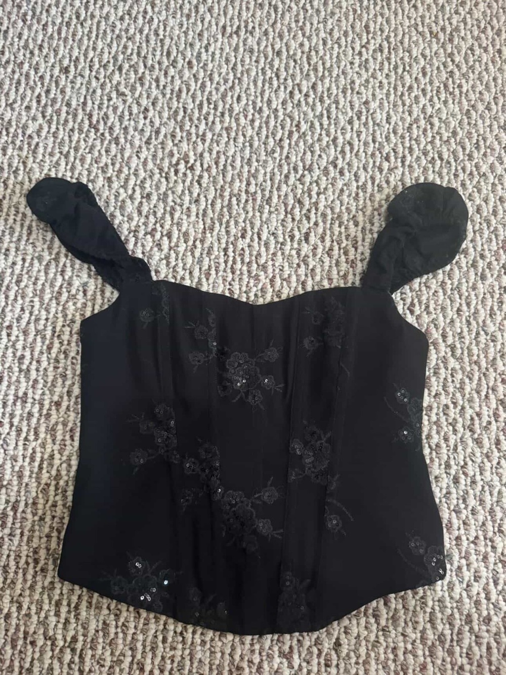LPA Black Floral Sequin Camisole Top